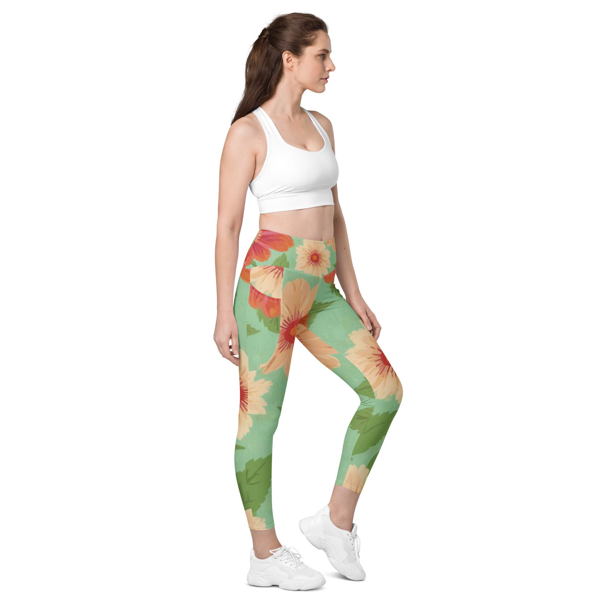 Green Eco-Friendly Leggings with pockets Nature's Elegance Functional Fashion
