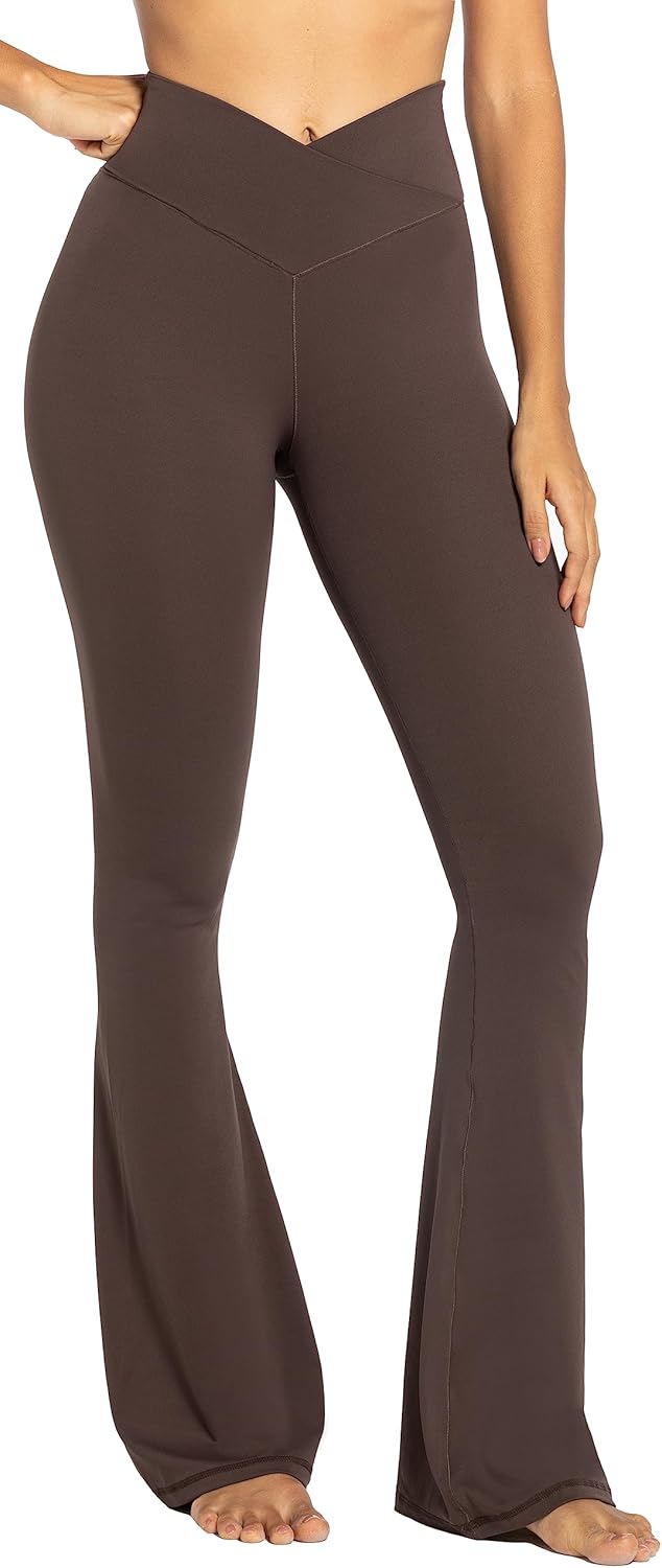 Just .99 Responsible  Amazon Sunzel Flare Leggings, Crossover Yoga Pants with Tummy Control, High-Waisted and Wide Leg