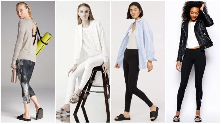 What shoes work best with sporty leggings that feature a high heel pattern