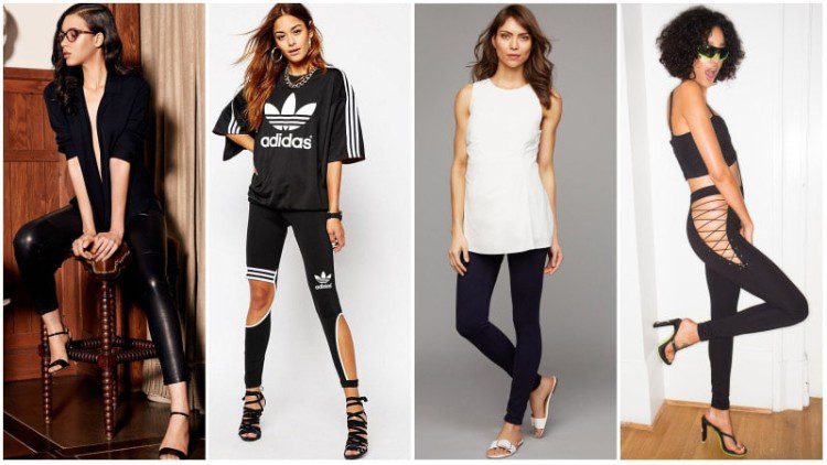 What shoes work best with sporty leggings that feature a high heel pattern