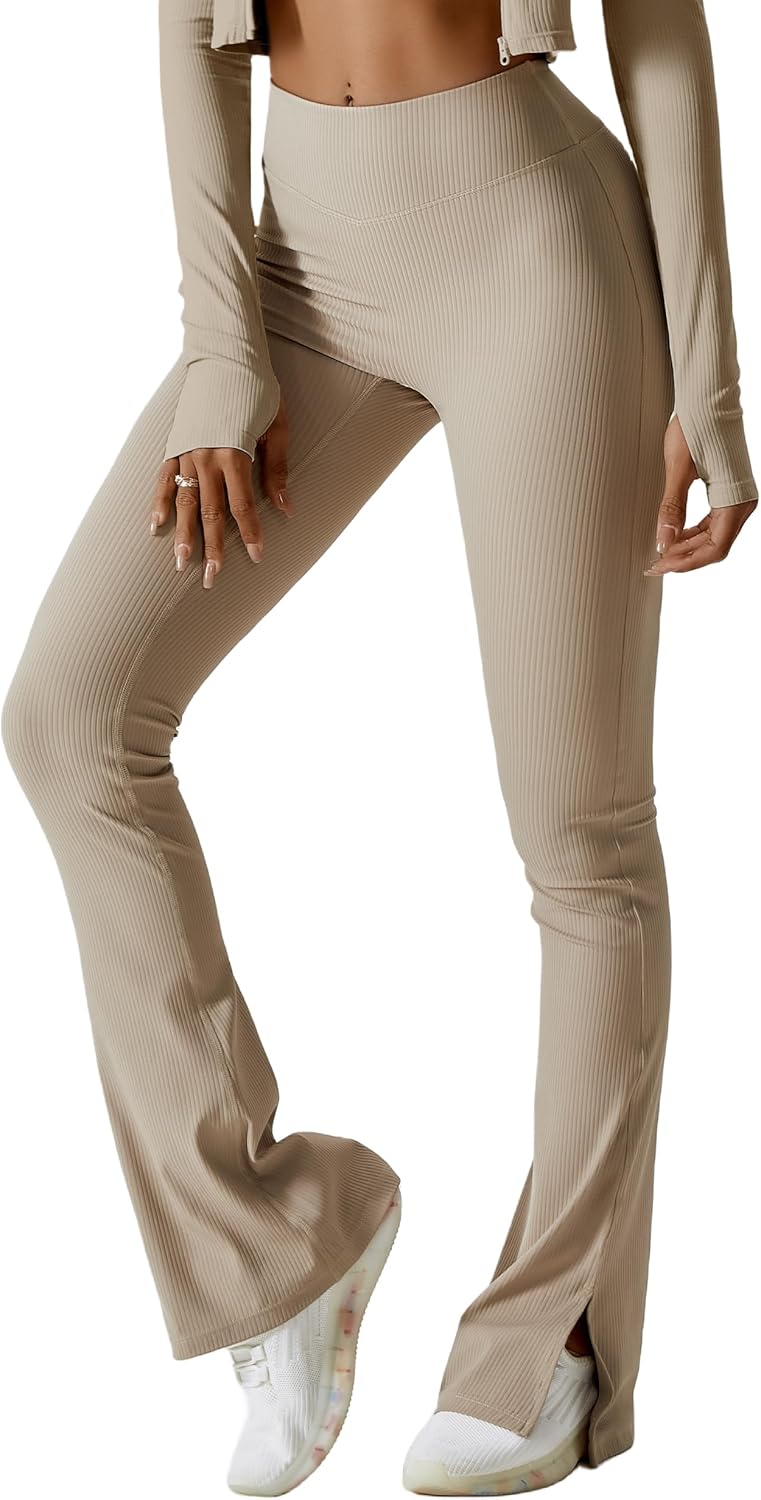 Amazing offers .99 Great ABOCIW Women Ribbed Seamless Slit Hem Flared Leggings High Waist Bootcut Yoga Pants Tummy Control Workout Bootleg Pants Amazon Amazing offers .99 Great ABOCIW Women Ribbed Seamless Slit Hem Flared Leggings High Waist Bootcut Yoga Pants Tummy Control Workout Bootleg Pants Amazon
