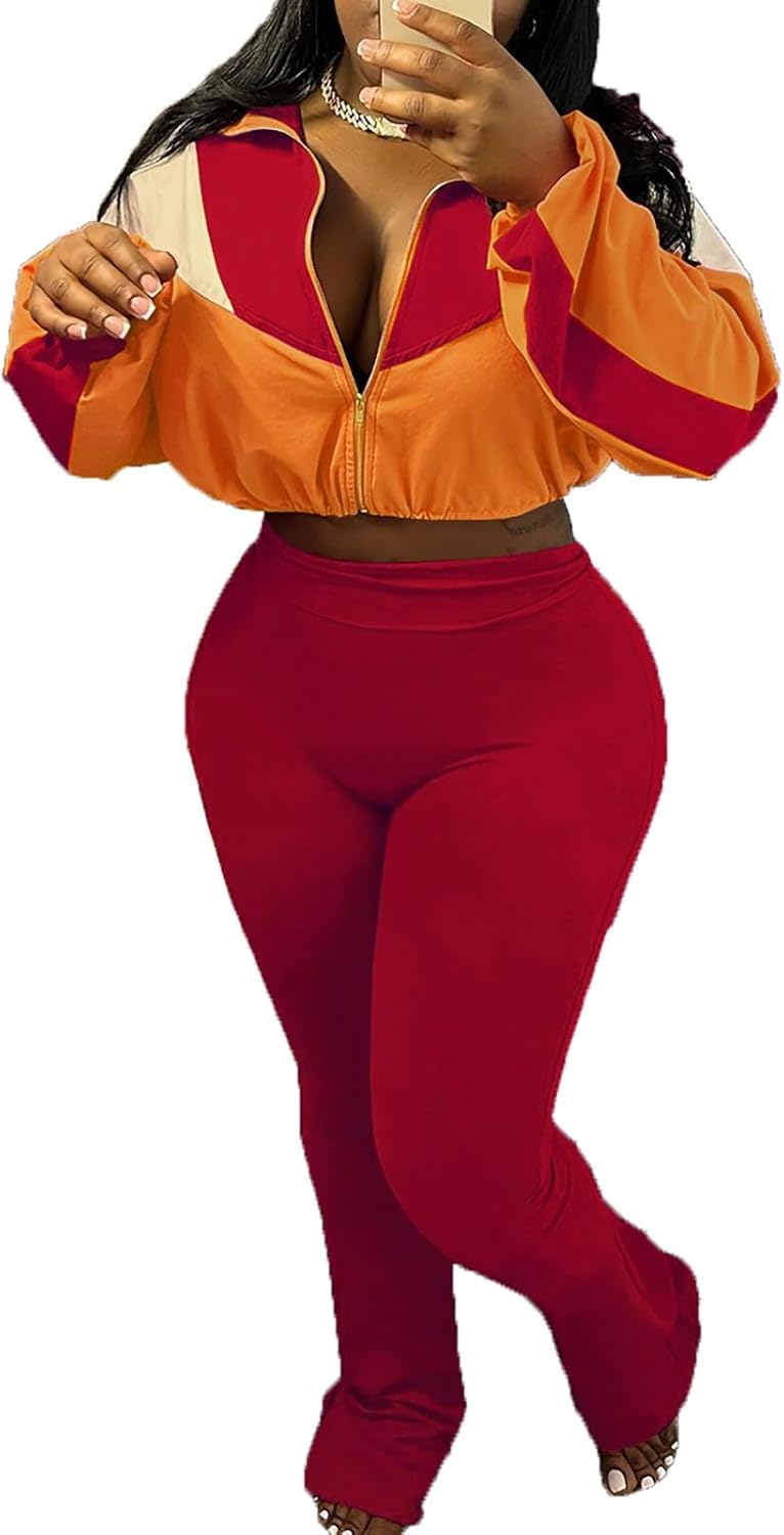 Awesome .99 Practical Akmipoem Sweatsuits for Women 2 Piece Set Lounge Outfit Color Block Zipper Cropped Jacket High Waist Legging Tracksuit Awesome .99 Practical Akmipoem Sweatsuits for Women 2 Piece Set Lounge Outfit Color Block Zipper Cropped Jacket High Waist Legging Tracksuit