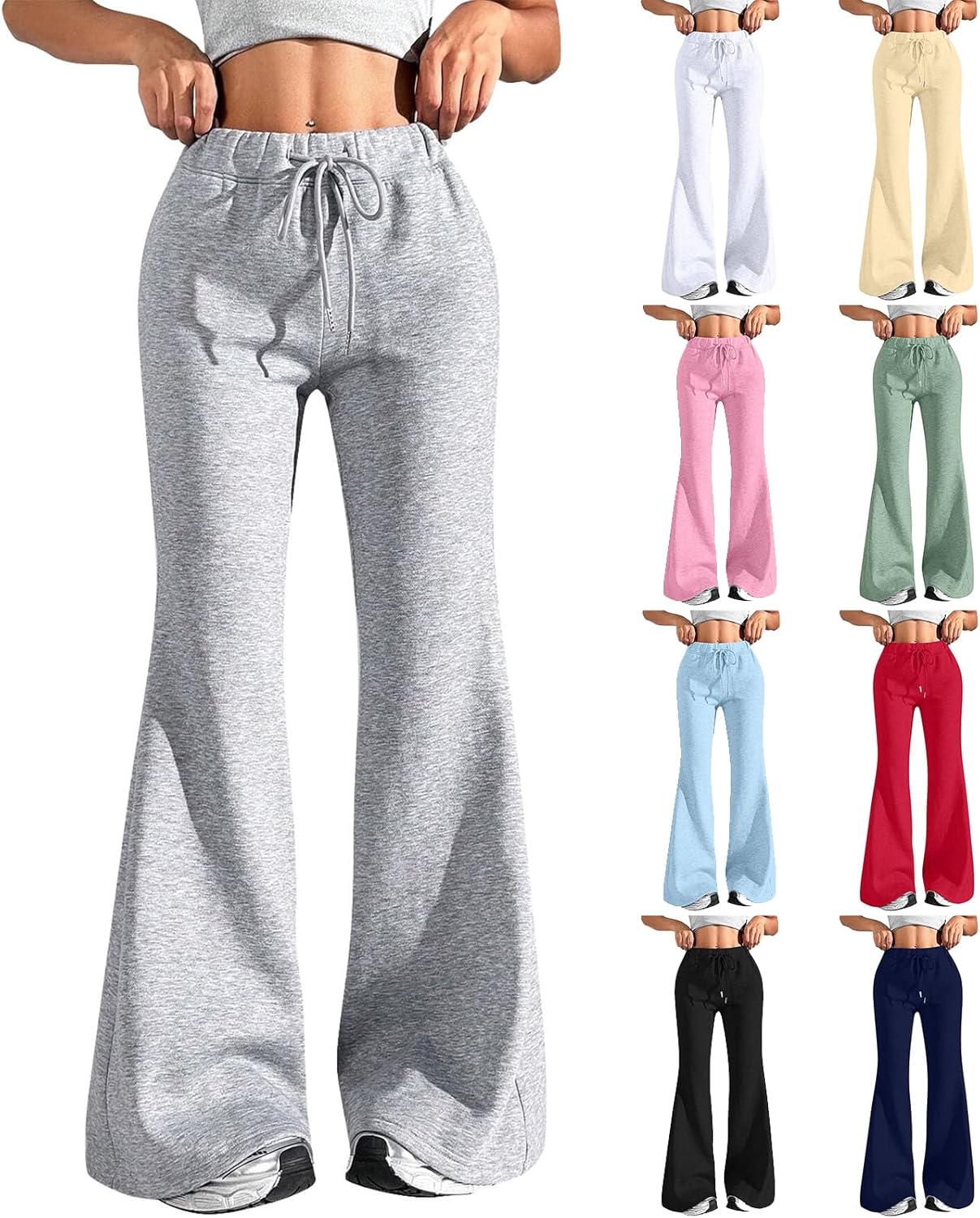 Awesome High-Quality Flare Wide Leg Sweatpants Women Drawstring High Waisted Cotton Joggers Casual Flowy Bootcut Yoga Pants with Pockets Awesome High-Quality Flare Wide Leg Sweatpants Women Drawstring High Waisted Cotton Joggers Casual Flowy Bootcut Yoga Pants with Pockets