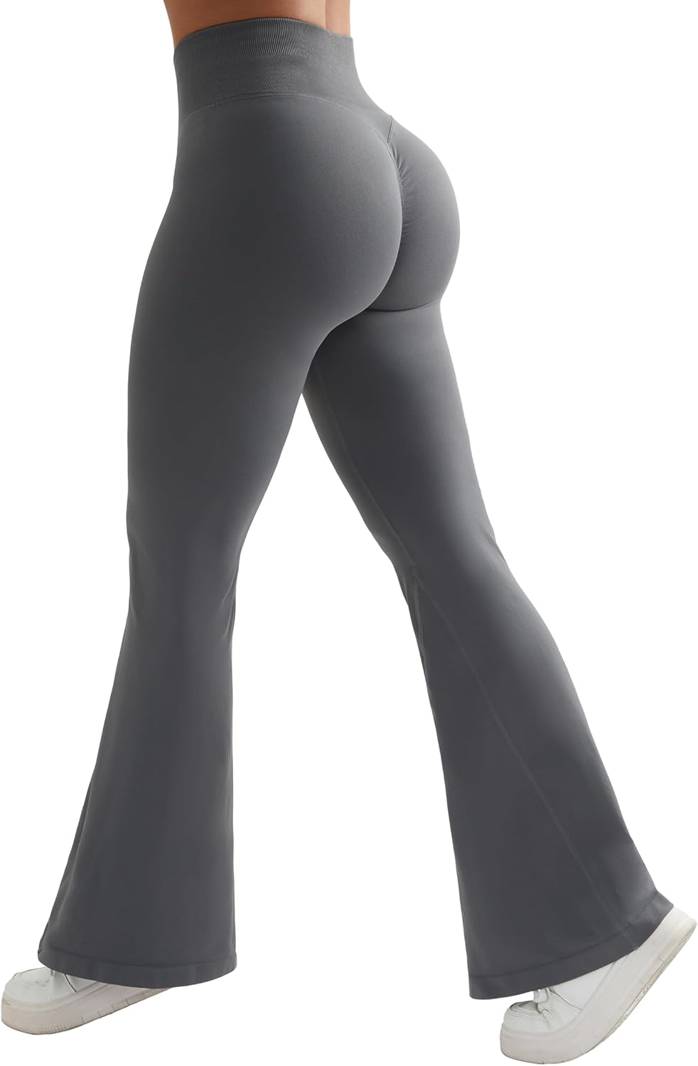 Deal of the Day   .99  Practical   RUUHEE Women Ribbed Crossover Yoga Pants with Pockets High Waist Bell Bottom Flare Leggings