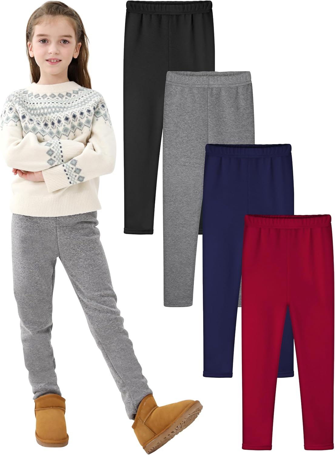 Deal of the Day   .99  Practical   Resinta 4 Pack Girls Fleece Lined Leggings Thick Thermal Tights Soft Stretchy Pants Winter Warm Clothes for Kid