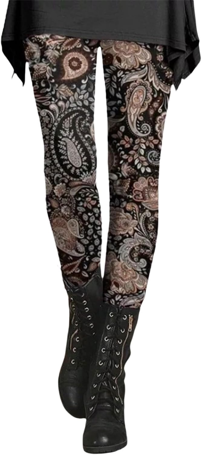 Deal of the Day   .99 Durable   Printed Leggings for Women High Waisted Vintage Paisley Graphic Leggings Tummy Control Casual Plus Size Floral Yoga Pants