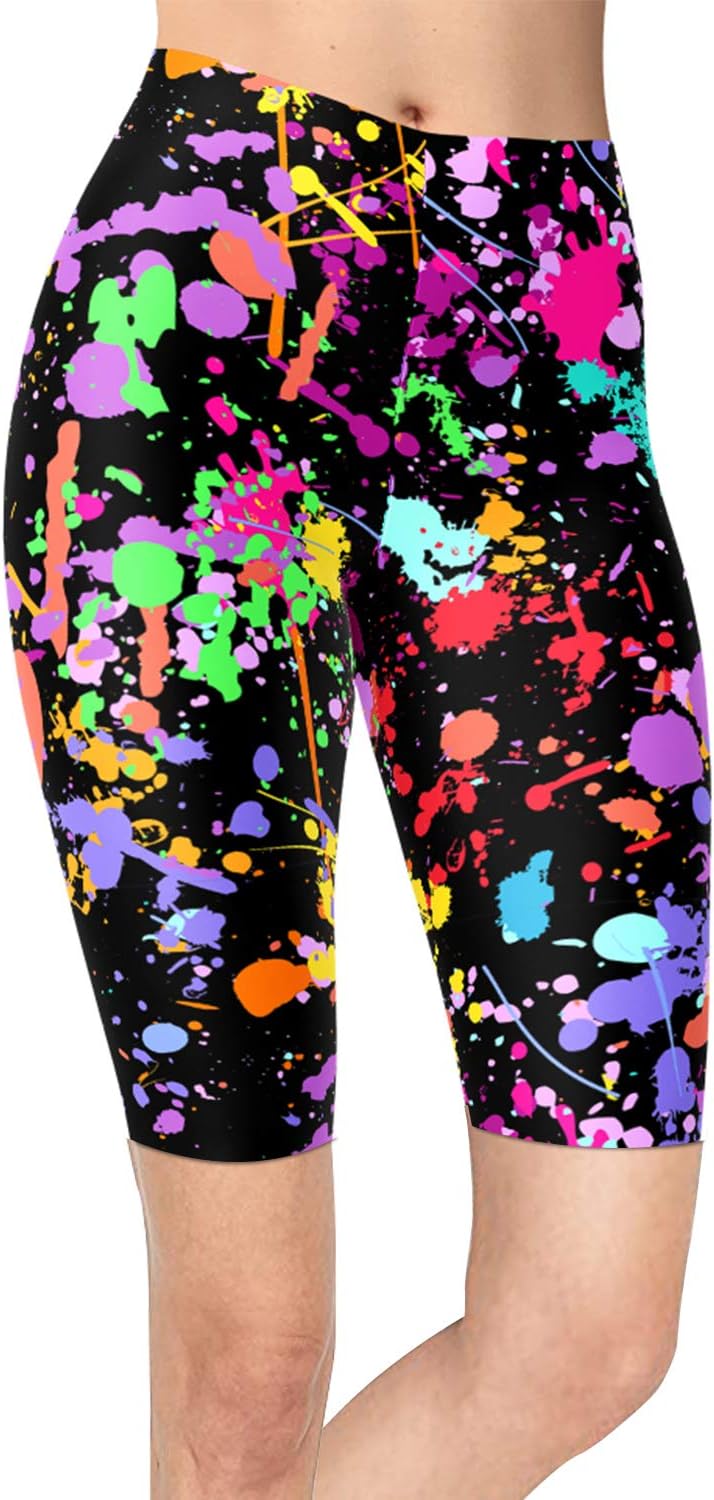 Discount   $19.98  Comfortable  sissycos Women's Artistic Splash Printed Biker Shorts Buttery Soft Workout Leggings