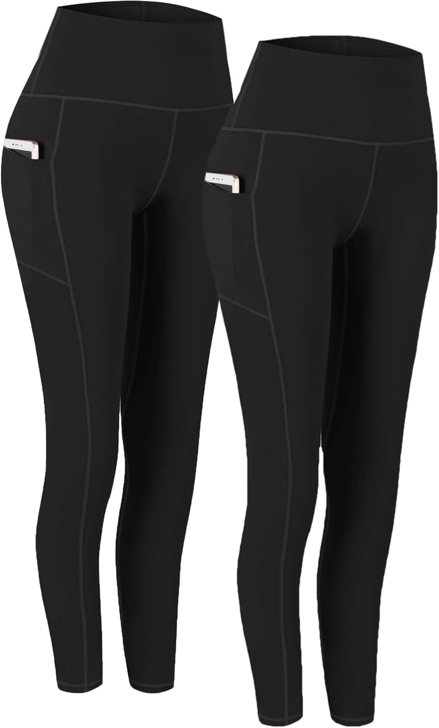 Save   High-Quality  Fengbay 2 Pack High Waist Yoga Pants, Pocket Yoga Pants Tummy Control Workout Running 4 Way Stretch Yoga Leggings
