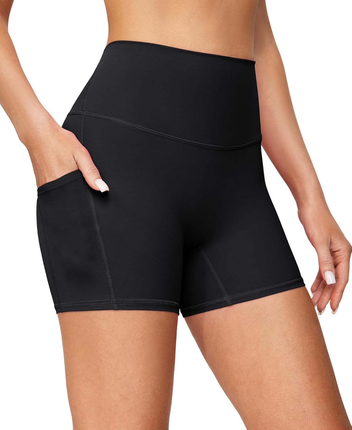Shop now  .99 Durable   Biker Shorts Women Tummy Control, No Front Seam 4″ High Waist Yoga Workout Running Gym Spandex Shorts with Pockets