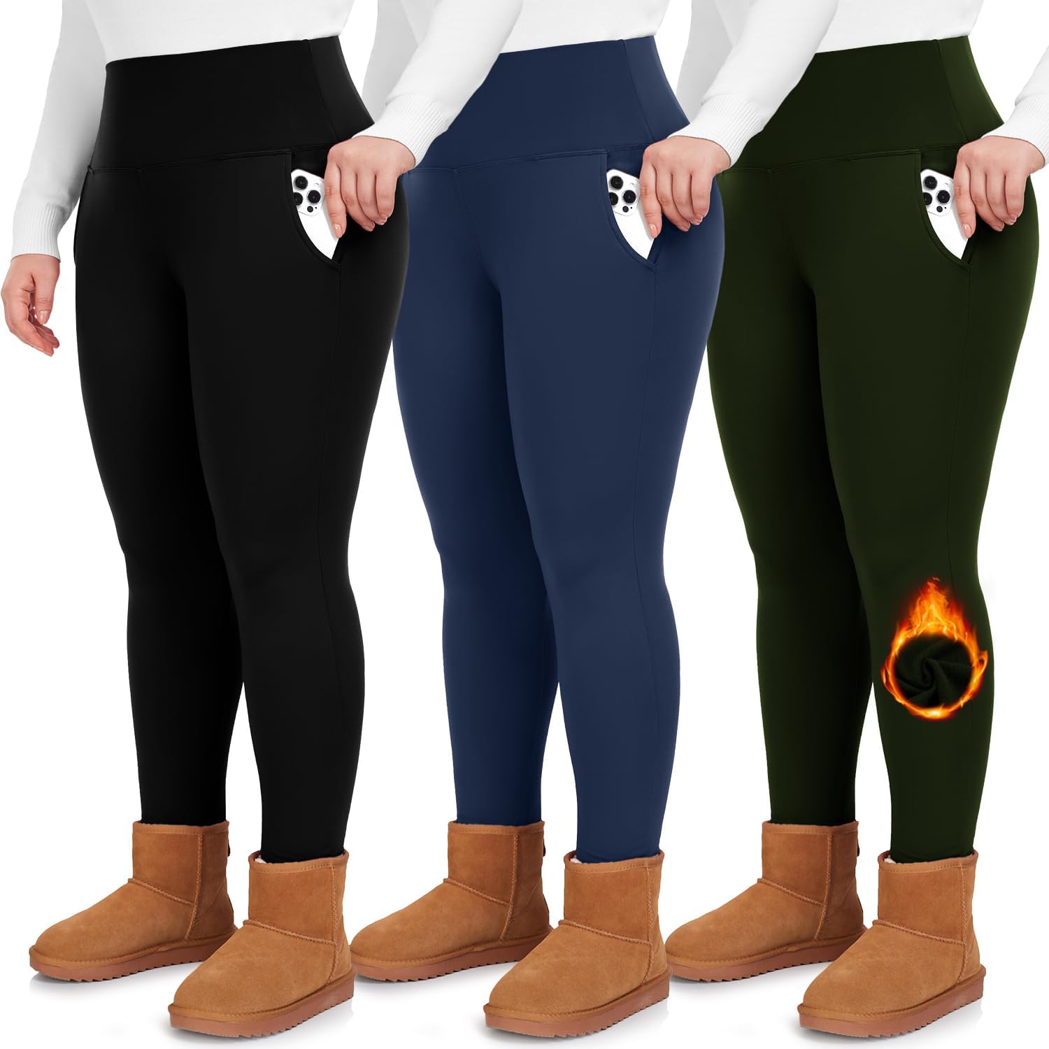 Shop now .99 Flattering GROTEEN 3 Pack Plus Size Fleece Lined Leggings with Pockets for Women-High Waist Thermal Workout Winter Warm Yoga Pants Shop now .99 Flattering GROTEEN 3 Pack Plus Size Fleece Lined Leggings with Pockets for Women-High Waist Thermal Workout Winter Warm Yoga Pants
