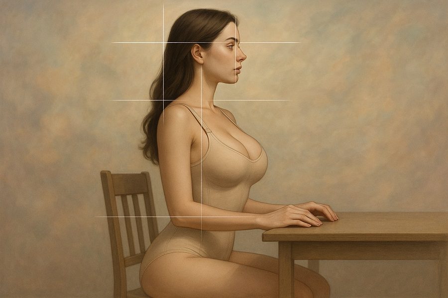Posture as a Cognitive Anchor Super Beautiful Model in Bodysuit